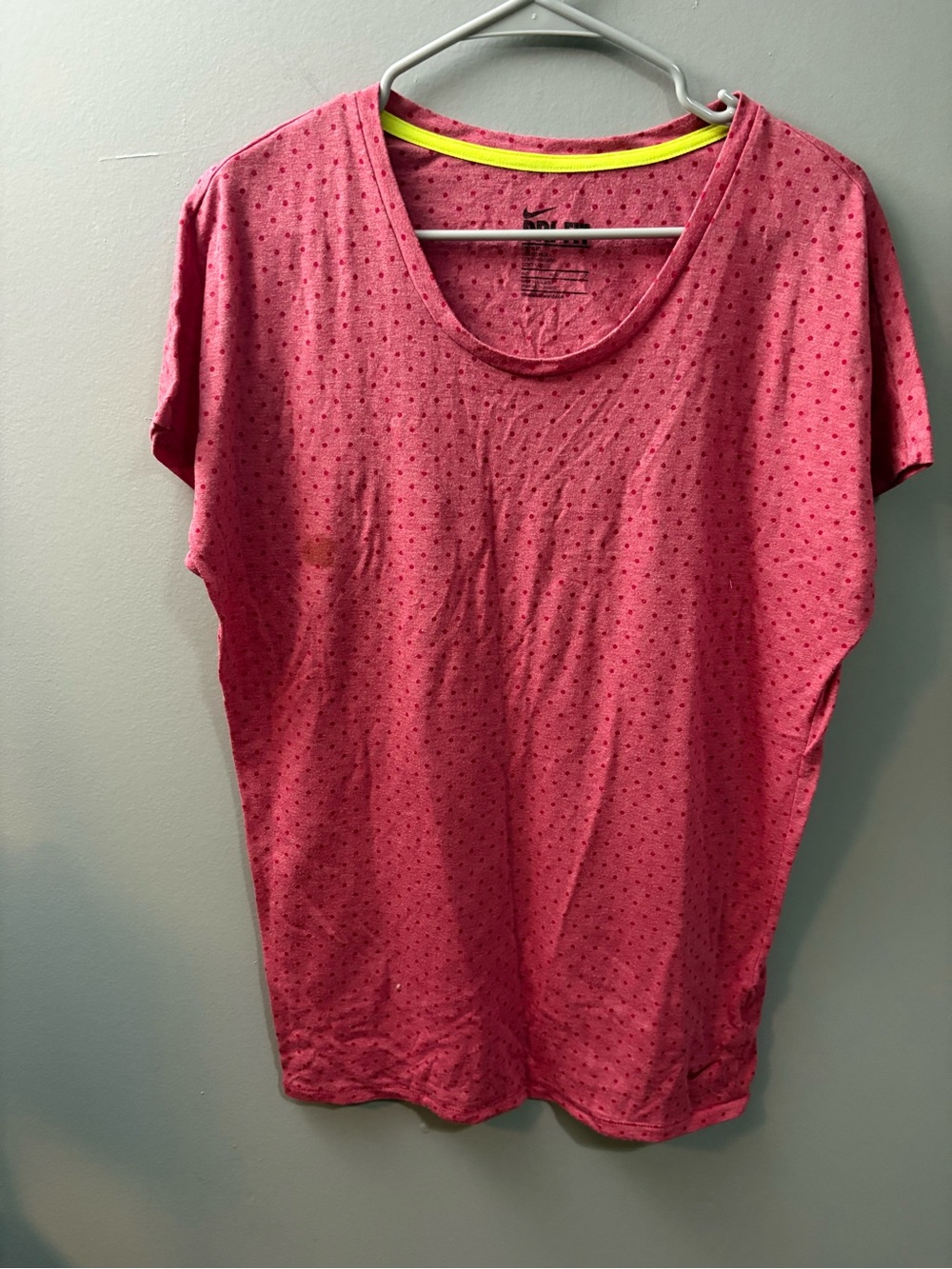 Nike Pink Short Sleeve Scoop Neck Tee with Dot Print